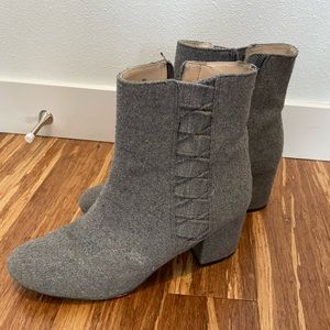 Grey faux wool ankle boots